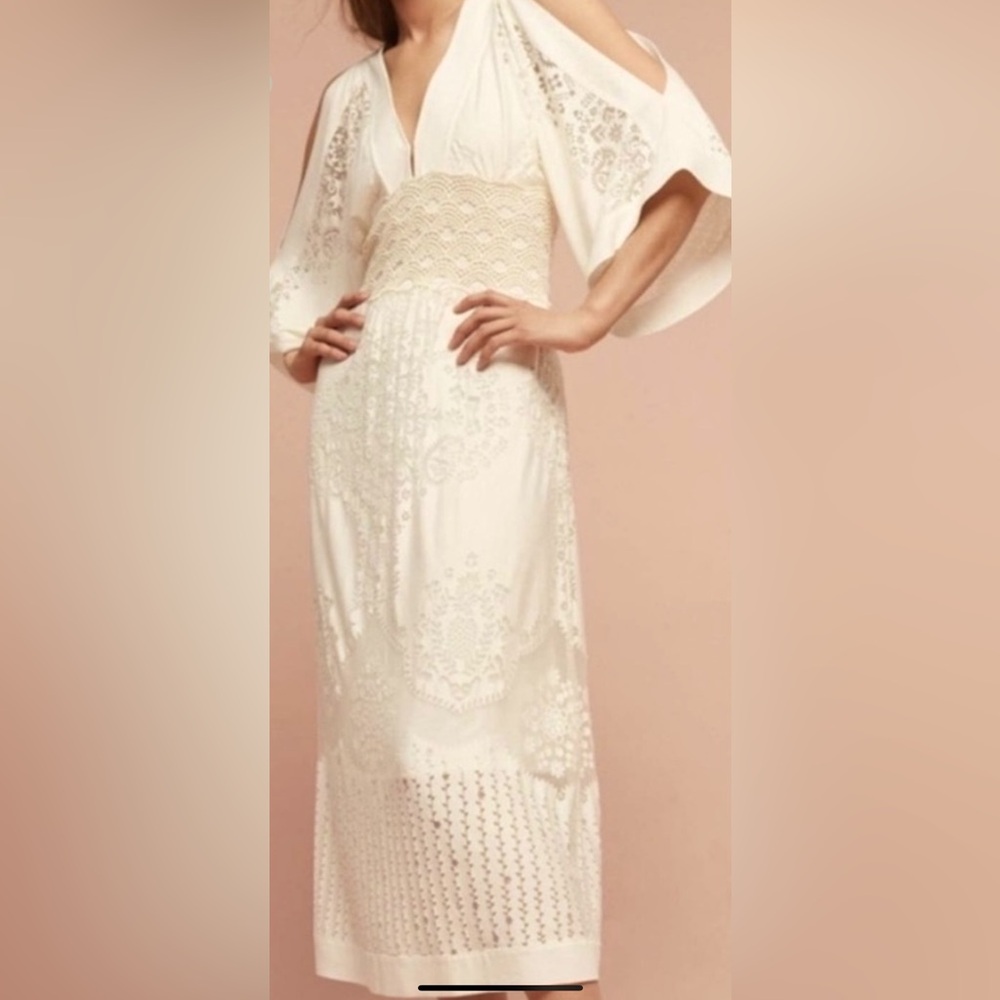 Farm rio solano lace midi ivory dress size small. Anthropologie